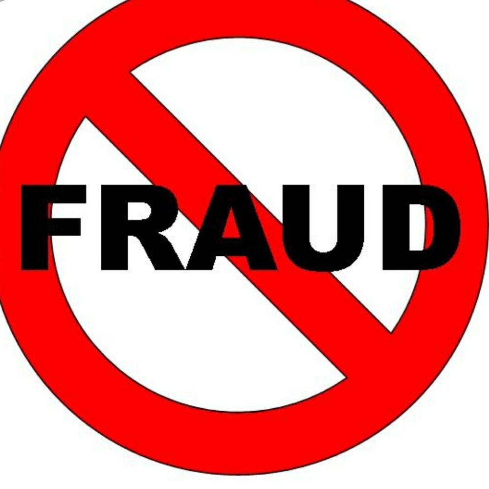 Warning and links to help prevent and report fraud